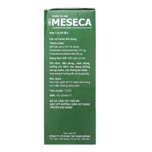 Thuốc xịt mũi Meseca Fort giảm các triệu chứng viêm mũi dị ứng lọ 60 liều