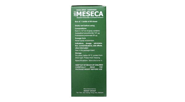 Thuốc xịt mũi Meseca Fort giảm các triệu chứng viêm mũi dị ứng lọ 60 liều