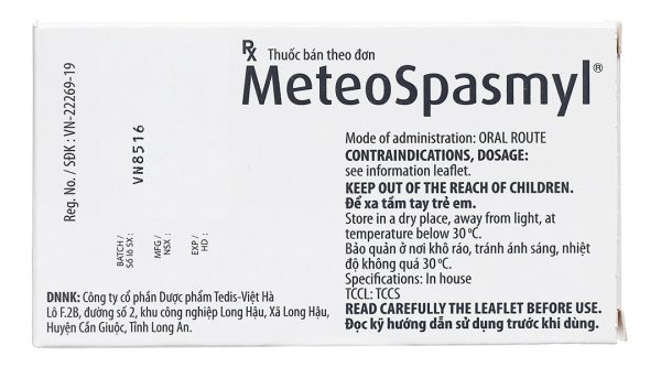 MeteoSpasmyl trị trướng bụng, rối loạn chức năng ruột (2 vỉ x 10 viên)