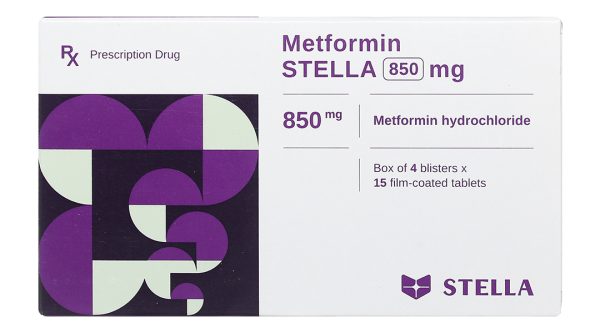 Metformin Stella 850mg trị đái tháo đường (4 vỉ x 15 viên)