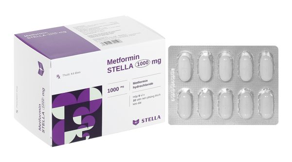 Metformin Stella 1000mg trị đái tháo đường tuýp 2 (6 vỉ x 10 viên)