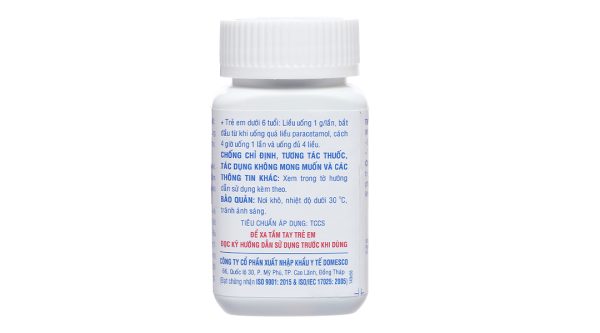 Methionin Domesco 250mg giải độc quá liều paracetamol chai 100 viên