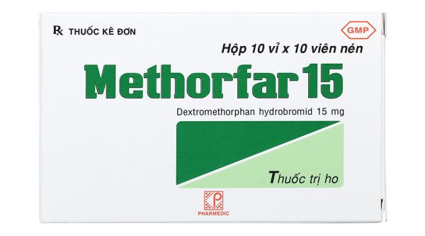 Methorfar 15 trị ho khan, ho do kích ứng (10 vỉ x 10 viên)