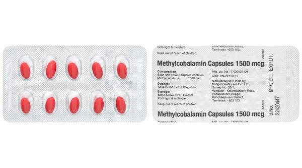 Methylcobalamin Capsules 1500mcg điều trị bệnh lý thần kinh ngoại biên (3 vỉ x 10 viên)