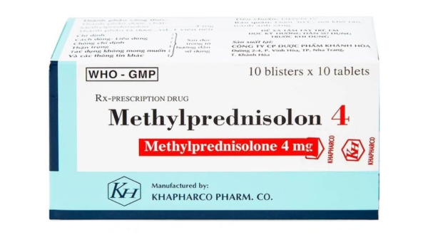 Methylprednisolon 4 Khapharco chống viêm, ức chế miễn dịch (10 vỉ x 10 viên)