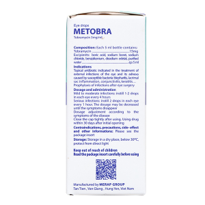 Dung dịch nhỏ mắt Metobra 3mg/ml trị tại chỗ nhiễm trùng ở mắt lọ 5ml