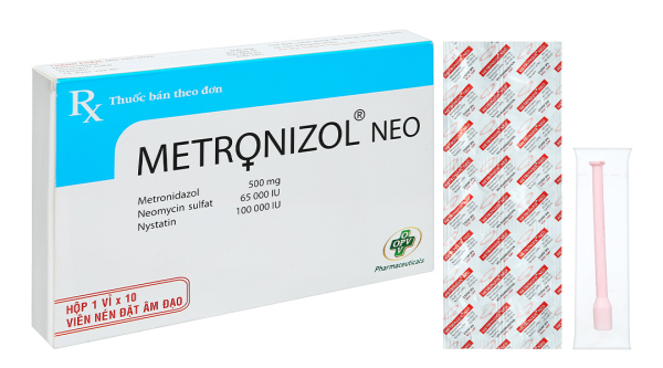Viên đặt âm đạo Metronizol Neo trị viêm âm đạo (1 vỉ x 10 viên)