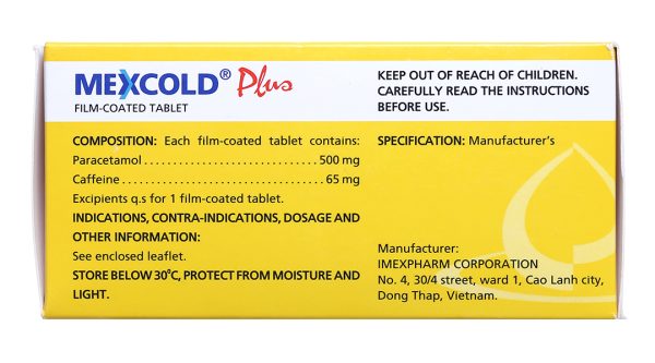 Mexcold Plus giảm đau, hạ sốt (10 vỉ x 10 viên)