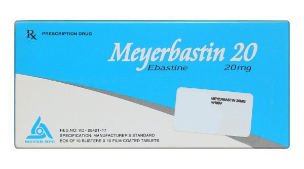 Meyerbastin 20 trị viêm mũi dị ứng, nổi mày đay (10 vỉ x 10 viên)