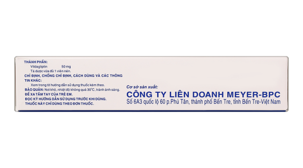 Meyerviliptin 50mg trị đái tháo đường tuýp 2 (3 vỉ x 10 viên)
