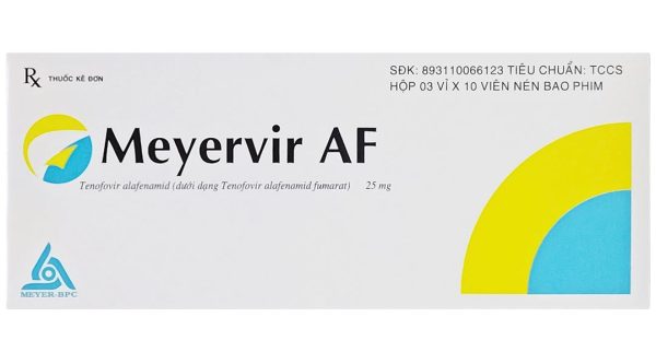 Meyervir AF 25mg điều trị viêm gan siêu vi B mạn tính (3 vỉ x 10 viên)