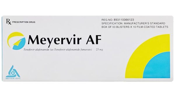 Meyervir AF 25mg điều trị viêm gan siêu vi B mạn tính (3 vỉ x 10 viên)