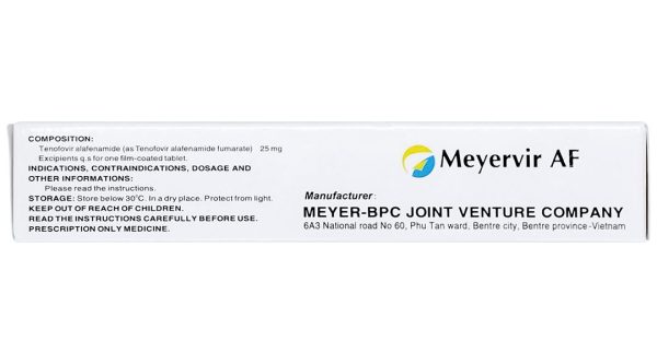 Meyervir AF 25mg điều trị viêm gan siêu vi B mạn tính (3 vỉ x 10 viên)
