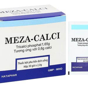 Bột pha hỗn dịch uống Meza - Calci 1,65g điều trị hỗ trợ loãng xương (30 gói x 2g)