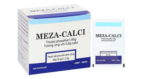 Bột pha hỗn dịch uống Meza - Calci 1,65g điều trị hỗ trợ loãng xương (30 gói x 2g)