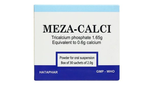 Bột pha hỗn dịch uống Meza - Calci 1,65g điều trị hỗ trợ loãng xương (30 gói x 2g)