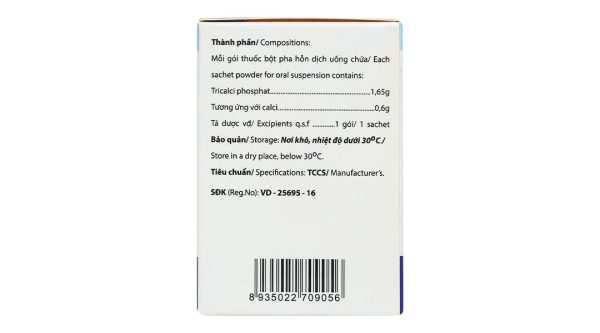 Bột pha hỗn dịch uống Meza - Calci 1,65g điều trị hỗ trợ loãng xương (30 gói x 2g)