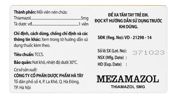 Mezamazol 5mg điều trị cường giáp (10 vỉ x 10 viên)