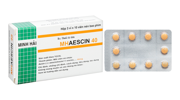 MHAescin 40 trị giãn tĩnh mạch, chống phù nề (3 vỉ x 10 viên)