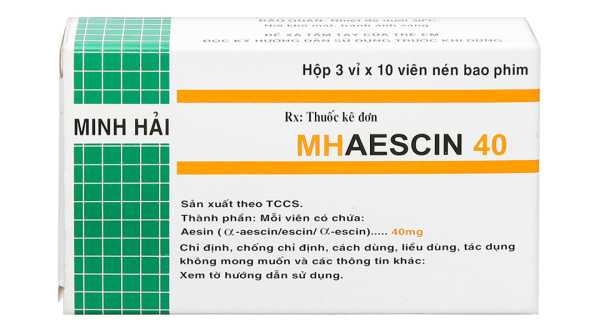 MHAescin 40 trị giãn tĩnh mạch, chống phù nề (3 vỉ x 10 viên)