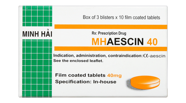 MHAescin 40 trị giãn tĩnh mạch, chống phù nề (3 vỉ x 10 viên)