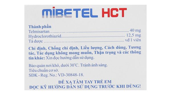 Mibetel HCT 40mg/12.5mg trị tăng huyết áp (10 vỉ x 10 viên)