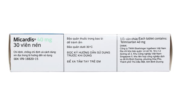Micardis 40mg trị tăng huyết áp vô căn (3 vỉ x 10 viên)