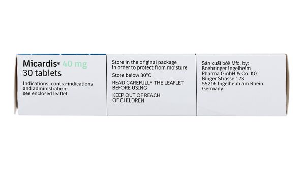 Micardis 40mg trị tăng huyết áp vô căn (3 vỉ x 10 viên)