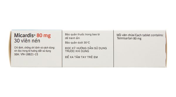 Micardis 80mg trị tăng huyết áp vô căn (3 vỉ x 10 viên)