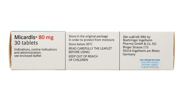 Micardis 80mg trị tăng huyết áp vô căn (3 vỉ x 10 viên)