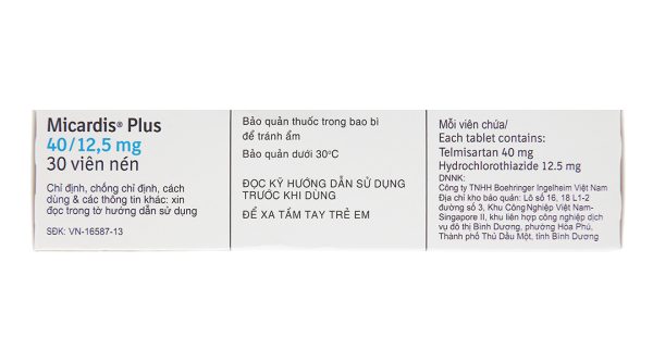 Micardis Plus 40/12.5mg trị tăng huyết áp vô căn (3 vỉ x 10 viên)