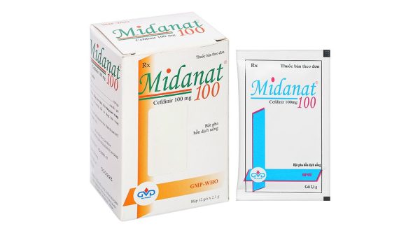 Bột pha hỗn dịch uống Midanat 100 trị nhiễm khuẩn đường hô hấp (12 gói x 2,1g)