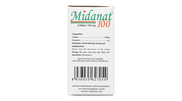Bột pha hỗn dịch uống Midanat 100 trị nhiễm khuẩn đường hô hấp (12 gói x 2,1g)