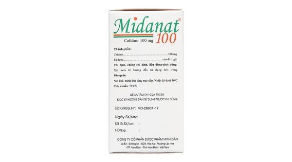 Bột pha hỗn dịch uống Midanat 100 trị nhiễm khuẩn đường hô hấp (12 gói x 2,1g)
