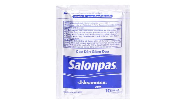 Cao dán Salonpas (6,5cm x 4,2cm) giảm đau, kháng viêm cơ xương (10 hộp x 20 miếng)