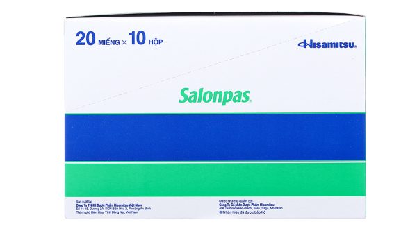 Cao dán Salonpas (6,5cm x 4,2cm) giảm đau, kháng viêm cơ xương (10 hộp x 20 miếng)