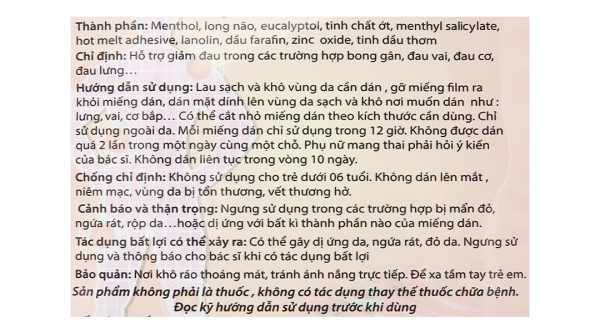 Miếng dán Tika-Patch Plus giảm đau cơ xương khớp gói 6 miếng (5cm x 7cm)