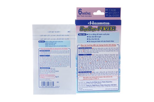 Miếng dán hạ sốt ByeBye Fever trẻ 0-2 tuổi (4cm x 8cm) (3 gói x 2 miếng)
