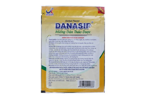 Miếng dán thảo dược Danasip giảm đau cơ xương khớp gói 4 miếng (7.5cm x 10cm)