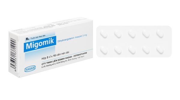 Migomik 3mg trị rối loạn tuần hoàn thế đứng, giảm huyết áp (3 vỉ x 10 viên)