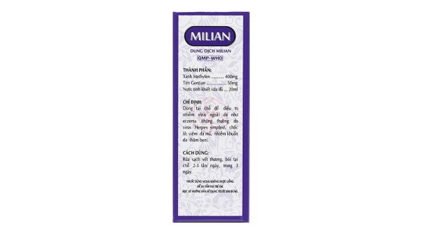 Dung dịch bôi Milian OPC trị nhiễm virus ngoài da, nhiễm khuẩn da chai 20ml