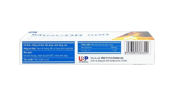 Mincob 500 điều trị và dự phòng thiếu vitamin B12 (3 vỉ x 10 viên)