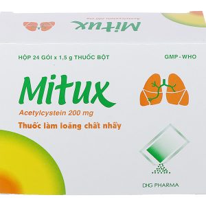 Thuốc bột Mitux 200mg làm tan đàm trong bệnh lý hô hấp (24 gói x 1.5g)