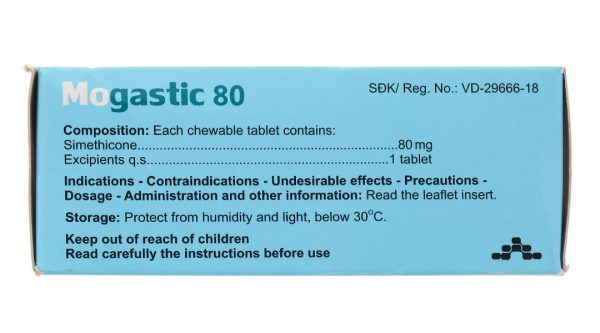 Viên nhai Mogastic 80 trị đầy hơi, khó tiêu (10 vỉ x 10 viên)