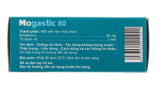 Viên nhai Mogastic 80 trị đầy hơi, khó tiêu (10 vỉ x 10 viên)