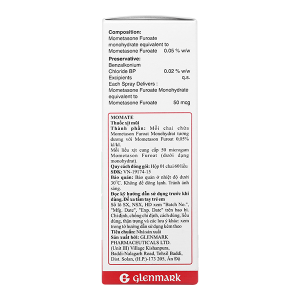 Hỗn dịch xịt mũi Momate Nasal Spray 50mcg trị viêm mũi dị ứng chai 60 liều