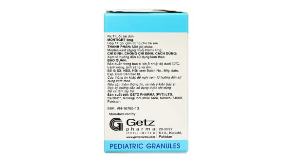 Thuốc cốm Montiget 4mg trị hen suyễn (14 gói x 4mg)