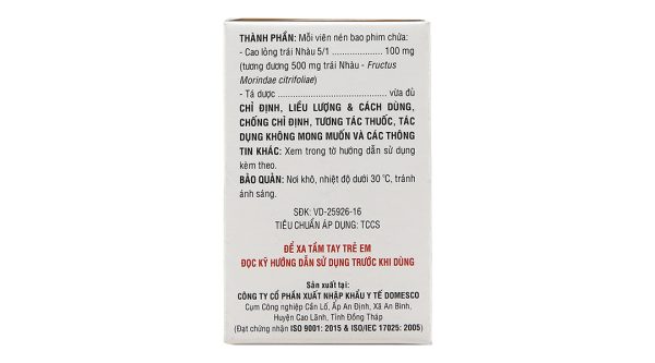 Morinda Citrifolia 100mg trị đau nhức, sưng khớp chai 50 viên
