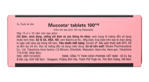 Mucosta Tablets 100mg trị viêm loét dạ dày (10 vỉ x 10 viên)