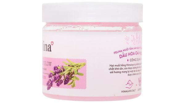 Muối tắm Felina dầu hoa oải hương làm sạch, tẩy tế bào chết hũ 500g